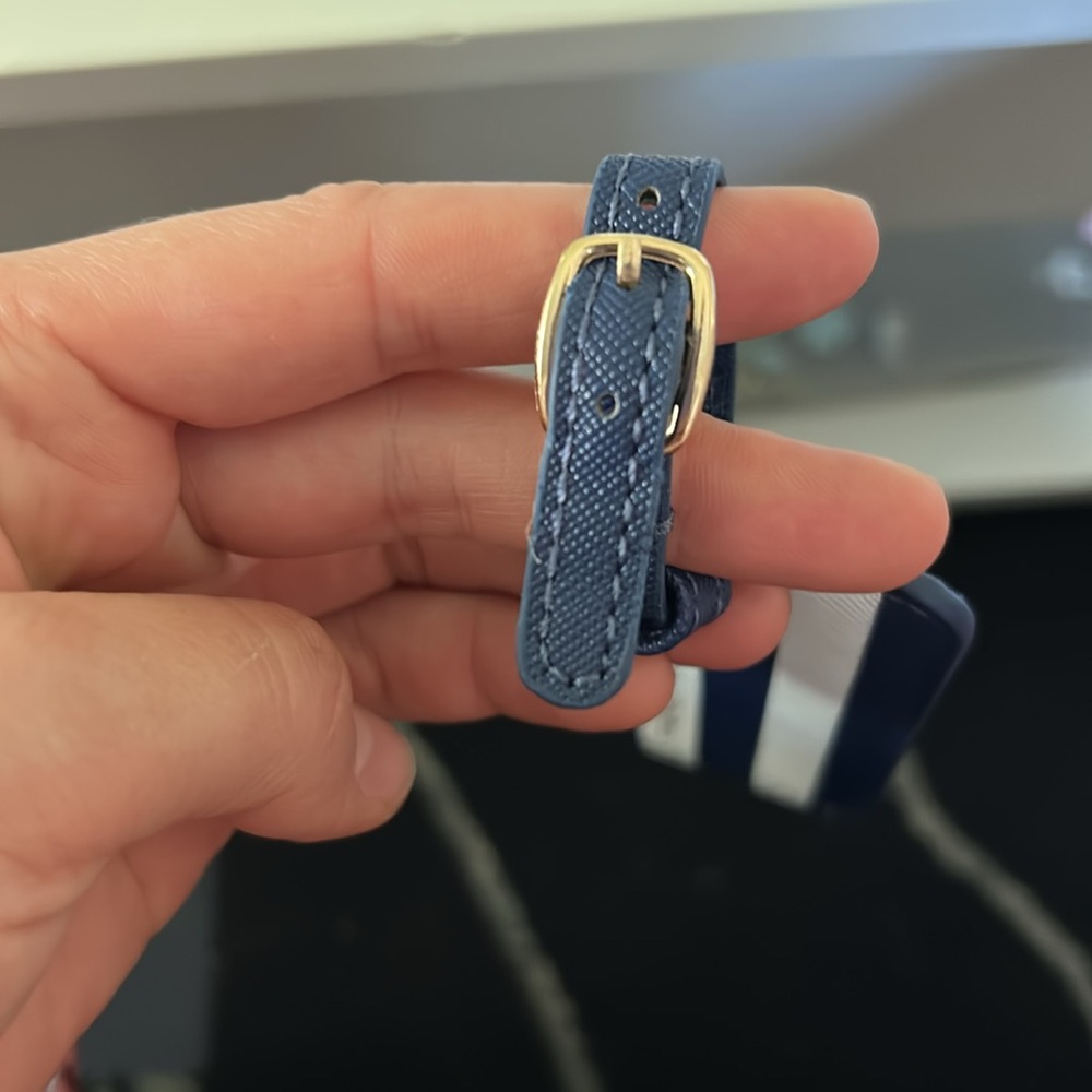 French Connection Striped Navy and White Luggage Tag - Picture 3 of 3